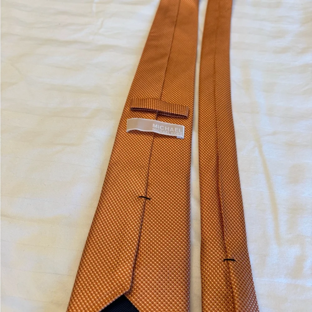 Michael Kors Orange Textured Silk Tie